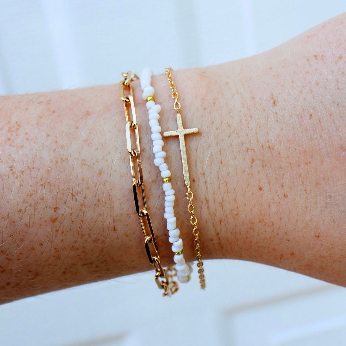 Textured Cross Bracelet